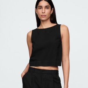 Abercrombie Linen-Blend Shell Set Top XL Black